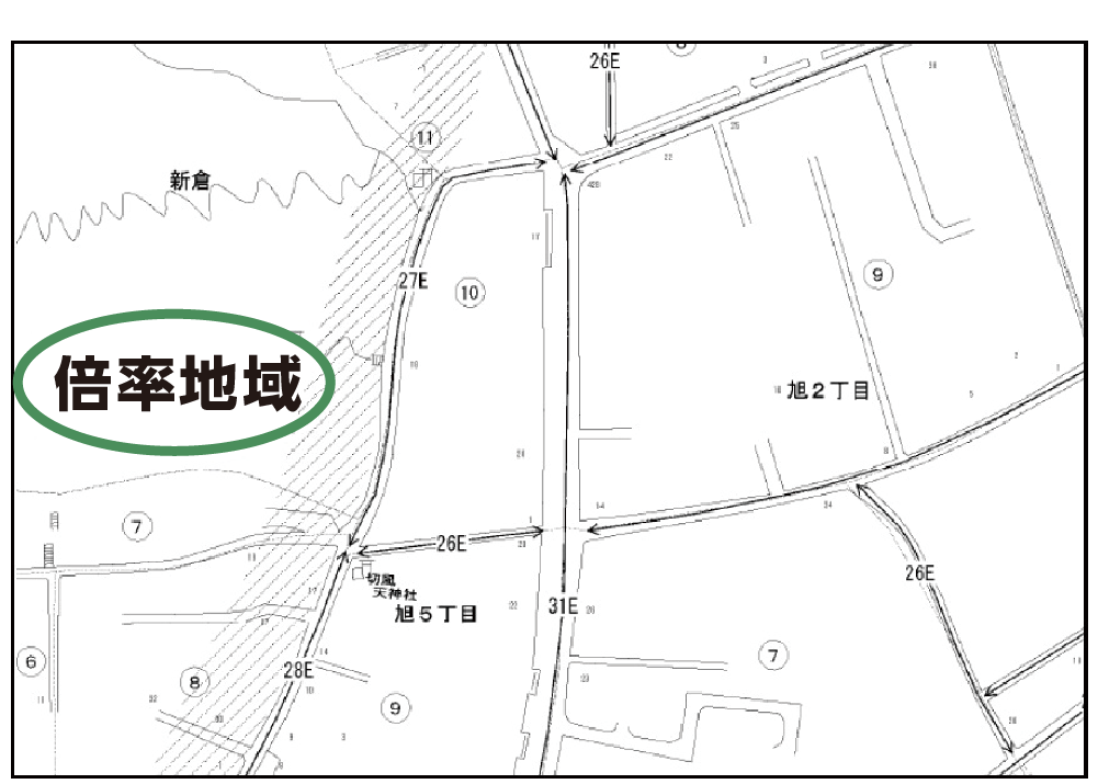 倍率地域　路線価図　イメージ