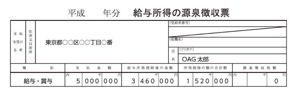 医療控除　源泉徴収票